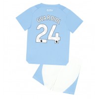 Otroški Nogometni dresi Manchester City Josko Gvardiol #24 Domači 2023-24 Kratek Rokav (+ Kratke hlače)
